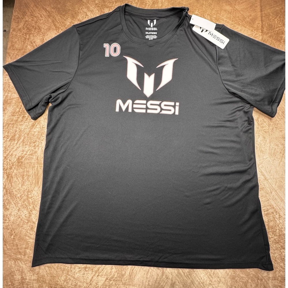 Messi Shirt Mens 3XL Black Pink Performance Soccer Football 10 Logo Athletic Tee